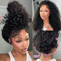 250 parrucche per capelli umani frontali in pizzo 13x6 Hd ricci ad alta densità cinturino invisibile Pre pizzicato onda profonda 360 parrucca anteriore in pizzo capelli umani