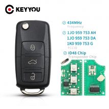 KEYYOU 3 Button Flip Remote Car Key Fob For VW PASSAT Polo Skoda Seat CADDY Golf Beetle JETTA 1J0959753 DA/AH 1K0959753G 434Mhz
