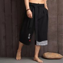 Pantaloni tradizionali Kimono giapponese Uomo Abbigliamento asiatico Pantaloni da bagno Pantaloni casual larghi maschili stile giapponese Yukata Pantaloni corti in lino