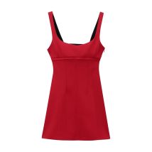 YENKYE Sexy Frauen Cut Out Satin Mini Kleid O Neck Ärmellose A-linie Rote Kleider Weibliche Weihnachten Party Vestidos