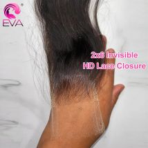 Eva Hair 2x6 HD-Spitzenverschluss, unsichtbarer HD-Spitzen-Melt-Skins-Echthaarverschluss, vorgezupft, 15,2 cm tiefer Teil, natürlicher schwarzer Verschluss