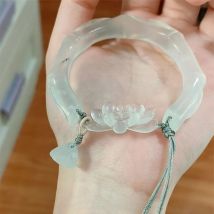 Chinesisches weißes Mondlicht fort geschrittenes Eis durch Lotus armband Nische kalte Nachahmung Jade Hands chmuck