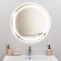 LED-Badezimmerspiegel, 50 cm LED-Badezimmerspiegel zur Wandmontage, dimmbarer runder Schminkspiegel, beschlagfreier, beleuchteter Badezimmerspiegel