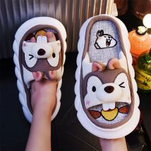 Niedliche Eichhörnchen für Damen, weiche Sohle, lässig, Paar-Stil, neue Schuhe, belüftet, bequemes Muster-Design, rutschfeste Leinen-Hausschuhe