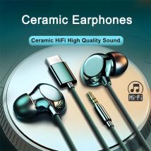 Ceramiczne słuchawki przewodowe USB typu C do iPhone'a 15 Pro Max Samsung Xiaomi Huawei 3,5 mm HIFI Stereo Sport Music z mikrofonem