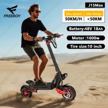 FREEBOY J15MAX Scooter elettrico per adulti, potente motore da 1600 W Batteria 48 V 18 Ah, E-Scooter con sospensione anteriore/posteriore Pneumatici da 10 "