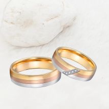 Ringdesigns für Männer, 24 Karat vergoldeter Roségoldring, dreifarbig, passendes Brautversprechen, Eheringe-Set, Paar für Paare