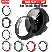 Gehärtetes Glas + Abdeckung für Google Pixel Watch PC-Schutzhülle, vollständiger Rundum-Stoßfänger-Displayschutz für Google Pixel Watch 2