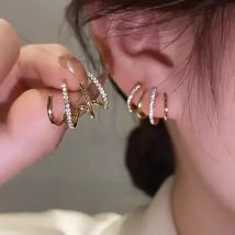 2024 neue Glänzende Vier Krallen Stud Ohrringe für Frauen Koreanische Strass Zirkon Ohrring Mädchen Geburtstag Party Hochzeit Mode Schmuck