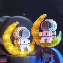 Klocki konstrukcyjne Zabawki Figurka Astronauta Model Space Travel Człowiek Księżyc Światło Róża DIY