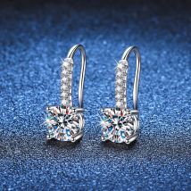 2 Stück 1 Karat Moissanit-Tropfenohrringe für charmante Damen, 925er Sterlingsilber, Schmuck, Ohr, edler Schmuck, Dating-Party-Geschenk