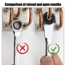 Juego de llaves de combinación de trinquete abierto, herramientas manuales de reparación del hogar, llave de engranaje CrV, doble propósito, métrica, 1 ud.