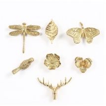 Retro Schmetterling/Libelle/Orchidee Messinggriff Kleiderschrank Schublade Gold Schrankgriffe Kupfergriffe für Möbelschrankgriffe