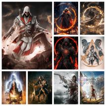 Assassin's Creed Game AB Diamant-Malerei-Set, 5D-Diamant-Stickerei, Kreuzstich, Basteln, Kunst, Geschenk, Basteln, Heimdekoration