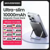MOVESPEED S10Pro Magnetic Power Bank 10000mAh Wireless Portable External Battery with Stand for MagSafe PowerBank for iPhone 16