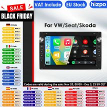 Hizpo 2 Din Android 14 Odtwarzacz Multimedialny Samochodowy do VW Golf 4 Passat POLO Transporter T5 GPS Carplay 4G Inteligentny Ekran Autoradio