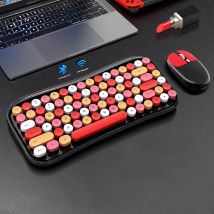 Kit tastiera e mouse wireless TF66 Gioco per computer Tastiera Bluetooth Laptop Accessori per ufficio Mouse USB Rullo laser 2.4G Rosa