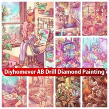 Cartoon Cute Girl AB Diamond Painting Embroidery Cross Stitch Fantasy Witch Mosaic Picture Handicraft Home Decor Prezent dla dzieci