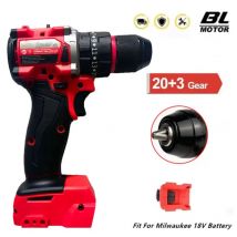 Akumulatorowa wiertarko-wkrętarka udarowa Milwaukee 18V, bezszczotkowa, z regulacją momentu obrotowego 20+3, wielofunkcyjne elektronarzędzie.