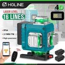 HGLINE Professionale 4D 16 Linee Linea Verde Livello Laser Autolivellante 360 Orizzontale E Verticale Livello Laser Super Potenza