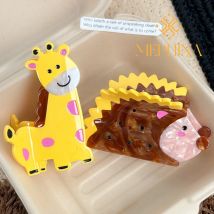 MEPHINA Tier-Serie Haarklammern, Giraffen-Haarklammer, Igel-Haarspange, Cartoon-Haarnadel, niedliches Haarklammer-Zubehör für Frauen