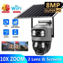 Protezione di sicurezza Telecamera Wi-Fi con pannello solare impermeabile esterno Telecamere di sorveglianza HD 4K da 8 MP Rilevamento umano PIR Sicurezza domestica