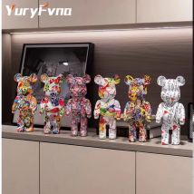 YurFvna Graffiti-Bär-Dekor, Heimdekoration, Zubehör, moderner Stil, Schreibtisch-Dekoration, Wohnzimmer-Dekor, Figur, Kunstharz, Weihnachtsgeschenk