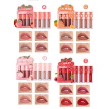 Velvet Matte Lip Gloss Set Long-Lasting Fruit Scented 4pcs Mini Lip Gloss Waterproof Sweatproof Non-Fading Lip Tint