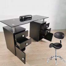 Hochwertiger Großhandel Schönheits salon Glas material Nagel Maniküre Tisch mit Stuhl