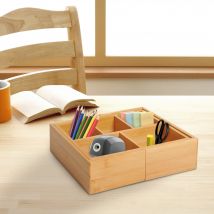 HOMCOM Organizer da scrivania estensibile in bambù 24,6-41 x17,6x7 cm naturale