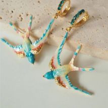 Emaille Bunte Fliegende Vogel Clip Ohrring für Frauen Niedlichen Tier Schwalbe Ohr Hoop Charme Earbone Ohrringe Partei Schmuck