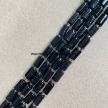 7'' natürliche facettierte schwarze Turmalin-Zylinder-Abstandssteinperlen 6,5 x 10 mm für die Schmuckherstellung DIY