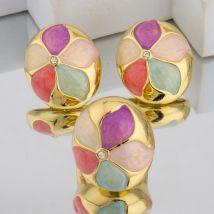 Nahen Osten Mode Goldene Farbe Ohrringe Ring Dubai Luxus Trendy Schmuck Set für Damen Für Frauen Ohrringe Ring Set