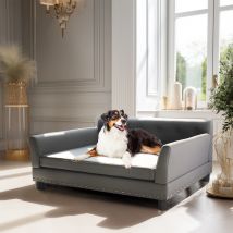 Divano letto per cani rialzato Fodera in pelle microfibra Lussuosa poltrona lounge extra large per animali domestici con cuscino rimovibile