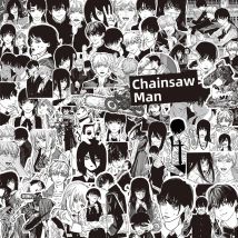 10/30/75 szt. Czarne Białe Naklejki Chainsaw Man Anime Fajne Naklejki Zabawka DIY Deskorolka Telefon Bagaż Samochód Wodoodporne Naklejki dla Dzieci Prezent