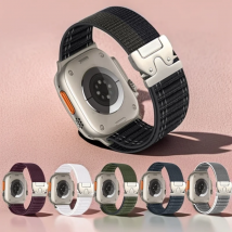 Nylonschlaufe für Apple Watch Band Serie 10, 49 mm, 46 mm, 45 mm, 44 mm, 42 mm, 38 mm, 40 mm, 41 mm, Fallschirm-Stil-Schnalle für Iwatch Ultra2, S10, 9, 8, 7, 6