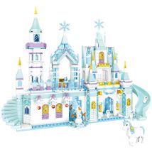 Mrożona zestaw zamkowy lodowa księżniczki Model klocków budowlanych cegła figurka Mini prezenty dla dziewczynek zabawka ogrodowa kompatybilna z klockami Lego