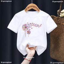 New Arrival Children'S Clothing Tshirt Colorful Dandelion Graphic Print Tshirt Girls Fashion Harajuku Kawaii Girls Clothes Tees