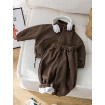 2025 Winter New Baby Long Sleeve Warm Clothes Set Children Fleece Jacket+ Pants 2pcs Suit Plus Velvet Thick Toddler Outfits