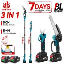 ONEVAN 5500W Motosega Elettrica Senza Spazzole 3-in-1 e Forbice da Potatura a Batteria, Utensile per Taglio Alberi da 8 Pollici Compatibile con Batterie Makita