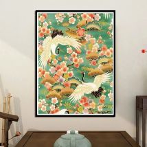 DIY Cross Stitch Complete Kits Printed Fabric Red-crowned Crane Painting Counted Full Embroidery Needlework Set Home Decoration