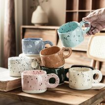 Unregelmäßige Splash Tinte Keramik Becher Ring Griff Handgemachte Kaffee Milch Tasse Paar Tassen Home Office Dekoration Handgriff Porzellan