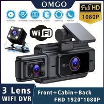 Wifi 3 Kanal Dash Cam Kabine Objektiv Auto Dvr 1080P Innen Kamera Fahrzeug Recorder Video Registrator Dashcam Camcorder Black box