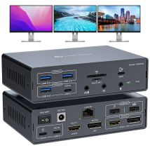 USB C Displaylink Thunderbolt Docking Station 4K@60Hz 3 Monitors for MacBook M1/2/3/4 Windows 19-in-1 USB 3.0 USB C Laptop Dock