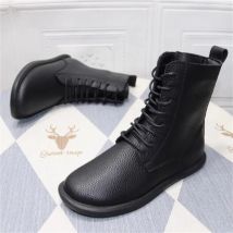 Women Fashion Genuine Leather Winter Mid-calf Boots Women Lacing Leather Boots Size 35-41 English ankle boots