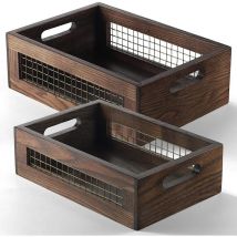 2 Stück/Set Aufbewahrungskorb aus massivem Holz für Küche/Bier/Obst, Gemüse, Organizer – Vintage-dekorative Kiste, Speisekammer, Heimdekoration