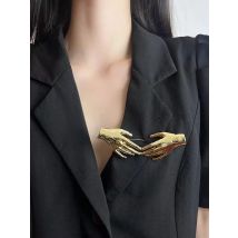 Kshmir Metall glatte doppelte hand geformte Palme große Broschen für Frauen Männer einzigartige Punk kreative Anzug Pins Party Schmuck Geschenke