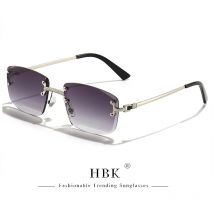 HBK Sonnenbrille mit Farbverlaufslinse, Metall, randlos, quadratisch, lila, hochwertige Sonnenbrille für Damen, rechteckig, 2022, rahmenlose Brille für Herren