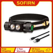 SOFIRN H25L Latarka czołowa 1200LM ładowana przez USB z akumulatorem 18650 Podwójna latarka czołowa LH351D 90CRI 5000K K Kempingowa latarka wędkarska