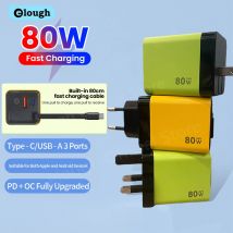 Elough Caricatore USB Tipo C da 80 W con cavo retrattile PD Ricarica rapida per iPhone 16 Laptop MacBook Telefono cargador carga rapida